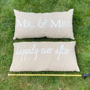 Tan 'Mr. & Mrs.' and 'Happily Ever After' Pillows